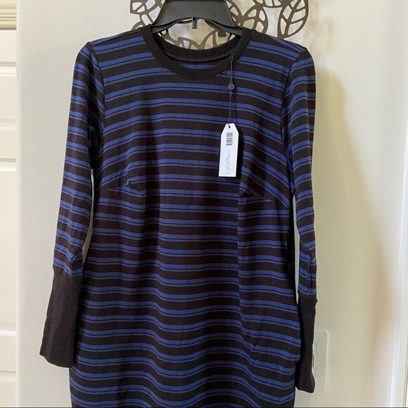 Universal Standard Rhine Crew Neck Color Block Cuff Striped Dress  4 NWT - Picture 6 of 13